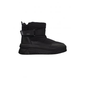 Ghete dama  textil/piele ecologica - captuseala fleece - negru -