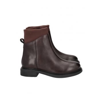 Ghete de piele cu garnitura din material textil