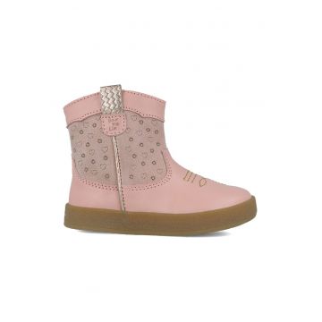 Ghete de piele si material textil cu fermoar