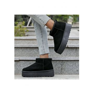 Ghete negre imblanite cu talpa groasa LT33-43 112 18491