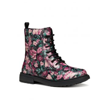 Ghete pentru fete -  piele ecologica - model floral - multicolor