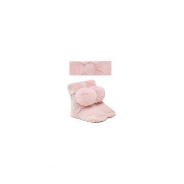 Set botosei si bentita -  roz - textil - pentru fete - 86 CM Set botosei si bentita -  roz - textil - pentru fete - 86 CM