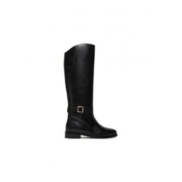 Botine dama -  model ghete de calarie - negru - piele naturala Botine dama -  model ghete de calarie - negru - piele naturala