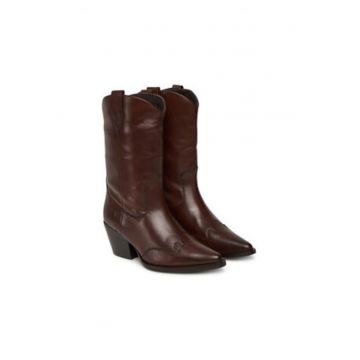 Cizme dama -  model cowboy - piele naturala - visiniu