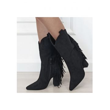 Cizme negre cu franjuri in spate 2531 115 18540