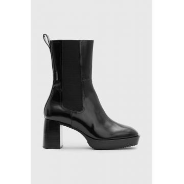 AllSaints cizme de piele Lottie femei, culoarea negru, cu toc drept, WF547Z