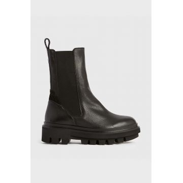 AllSaints ghete chelsea de piele Billie femei, culoarea negru, cu toc plat, WF033V