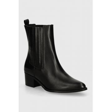 Bianco ghete chelsea de piele BIACAROL femei, culoarea negru, cu toc drept, 11301443