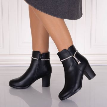 Botine Dama Imblanite Negre din Piele Ecologica Sarla