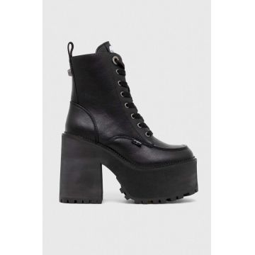 Buffalo botine nKillah Lace Up Mid femei, culoarea negru, cu toc drept, 1622373