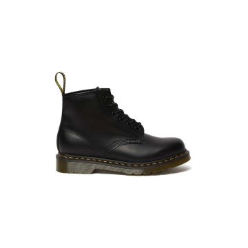 Dr. Martens bocanci de piele 101 Yellow Stitch femei, culoarea negru, cu toc plat 26230001