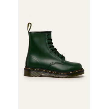 Dr. Martens bocanci de piele 1460 culoarea verde, cu toc plat 11822207