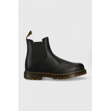 Dr. Martens ghete chelsea de piele 2976 femei, culoarea negru, cu toc plat, izolat DM27829001-Black