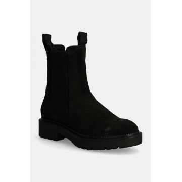 Gant botine din piele intoarsa Kelliin femei, culoarea negru, cu toc plat, 29553778 G00 Gant botine din piele intoarsa Kelliin femei, culoarea negru, cu toc plat, 29553778 G00