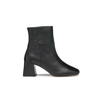 Geox cizme de piele D CORONILLA femei, culoarea negru, cu toc drept, D46D1B 00046 C9999