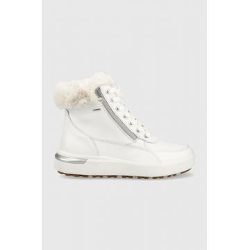 Geox cizme de piele Dalyla B Abx femei, culoarea alb, cu toc plat, izolat