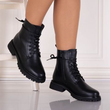 Ghete dama Imblanite Negre din Piele Ecologica Lanaura