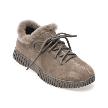 Ghete GRYXX gri, B201, din piele intoarsa