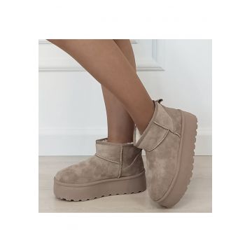 Ghete kaki deschis imblanite cu talpa groasa LT33-43 112 18503 Ghete kaki deschis imblanite cu talpa groasa LT33-43 112 18503