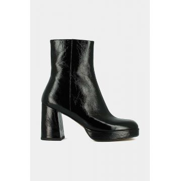Jonak cizme de piele VORIS CUIR BRILLANT femei, culoarea negru, cu toc drept, 3300088