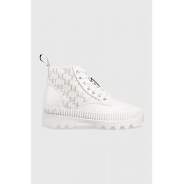 Karl Lagerfeld bocanci Trekka Ii femei, culoarea alb, cu platforma