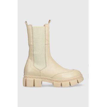 Karl Lagerfeld ghete chelsea de piele Aria femei, culoarea bej, cu platforma