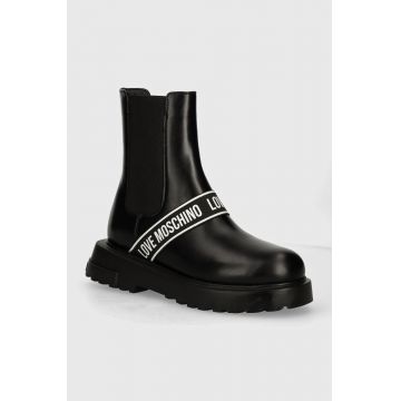 Love Moschino ghete chelsea de piele femei, culoarea negru, cu platforma, JA24104G1LIA0000