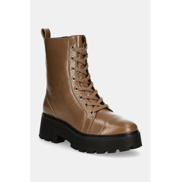 MICHAEL Michael Kors bocanci de piele Blake femei, culoarea maro, cu toc plat, 40F4BKFE7L.229