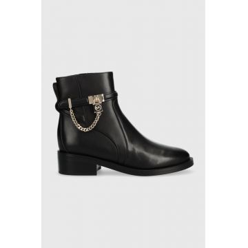 MICHAEL Michael Kors cizme de piele Hamilton femei, culoarea negru, cu toc plat, 40F3HAME5L