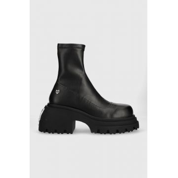 Naked Wolfe botine Secret femei, culoarea negru, cu toc drept