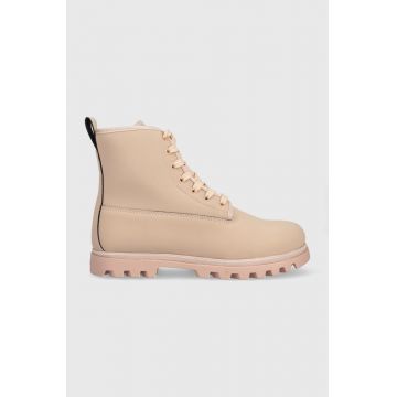 Native bocanci Johnny femei, culoarea roz, cu toc plat