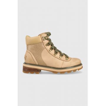 Sorel bocanci din piele intoarsa Lennox Hiker femei, culoarea maro, cu platforma
