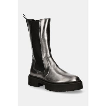Steve Madden botine Ginny femei, culoarea argintiu, cu toc plat, SM11003332