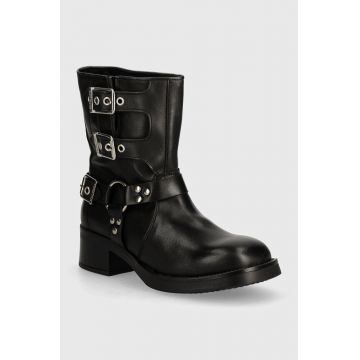 Steve Madden cizme de piele Becase femei, culoarea negru, cu toc plat, SM11003095