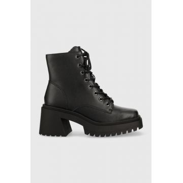 Steve Madden cizme de piele Freeport femei, culoarea negru, cu toc drept