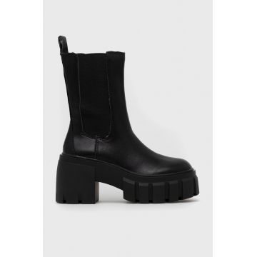 Steve Madden ghete chelsea de piele Ballistic femei, culoarea negru, cu toc drept