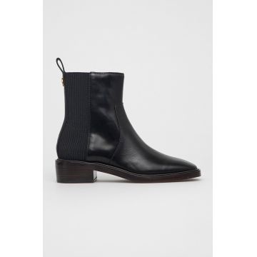 Tory Burch Ghete Chelsea de piele femei, culoarea negru, cu toc plat