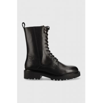 Vagabond Shoemakers bocanci de piele Kenova femei, culoarea negru, cu toc plat, izolat