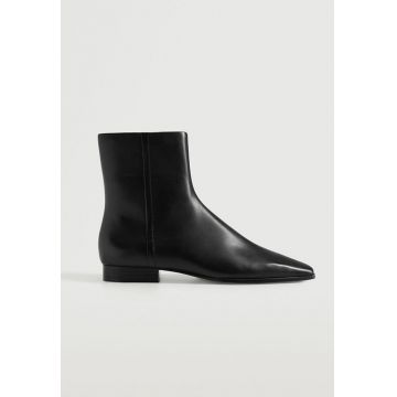Botine de piele cu varf patrat Facil