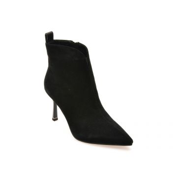 Botine elegante EPICA negre, A1501, din piele intoarsa