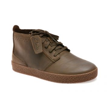 Ghete CLARKS kaki, STREETHILL MID, din nabuc