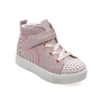 Ghete SKECHERS roz, HEART STEPS, din piele ecologica