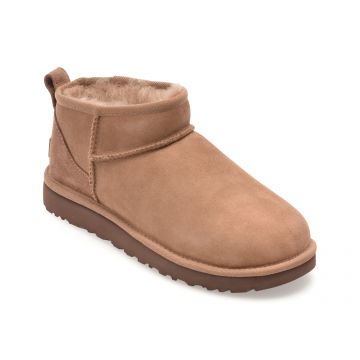 Ghete UGG maro, CLASSIC ULTRA MINI, din piele intoarsa