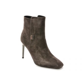 Botine elegante EPICA gri, J30822, din piele intoarsa