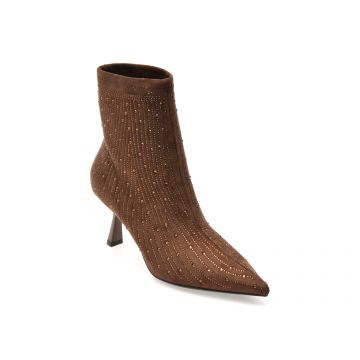 Botine elegante EPICA maro, 26V670, din material textil