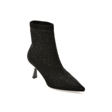 Botine elegante EPICA negre, 26V670, din material textil