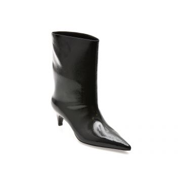 Botine elegante EPICA PREMIUM negre, 81R, din piele naturala lacuita