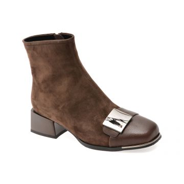 Botine EPICA maro, EB884, din piele intoarsa