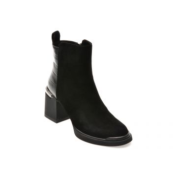 Botine EPICA negre, 2177, din piele intoarsa