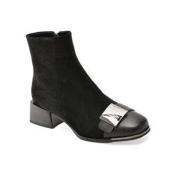 Botine EPICA negre, EB884, din piele intoarsa